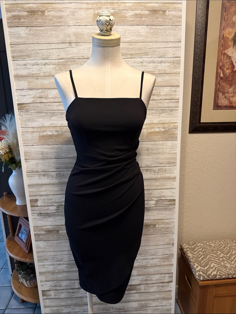 Emerald Sundae Midi Sheath Dress with Spaghetti Straps XS Little Black Dress